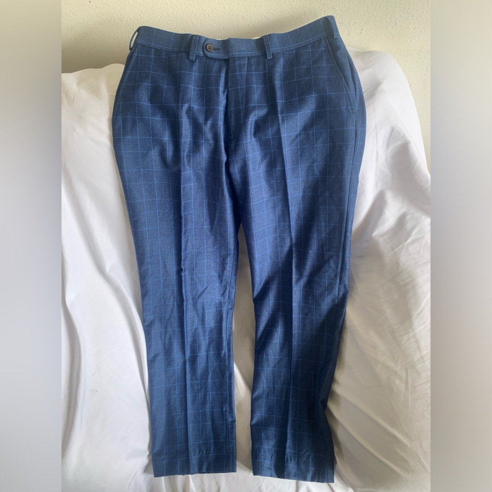 Suitsupply Blue Plaid Brescia Dress Pants Trousers Wool Cashmere 30 x 28